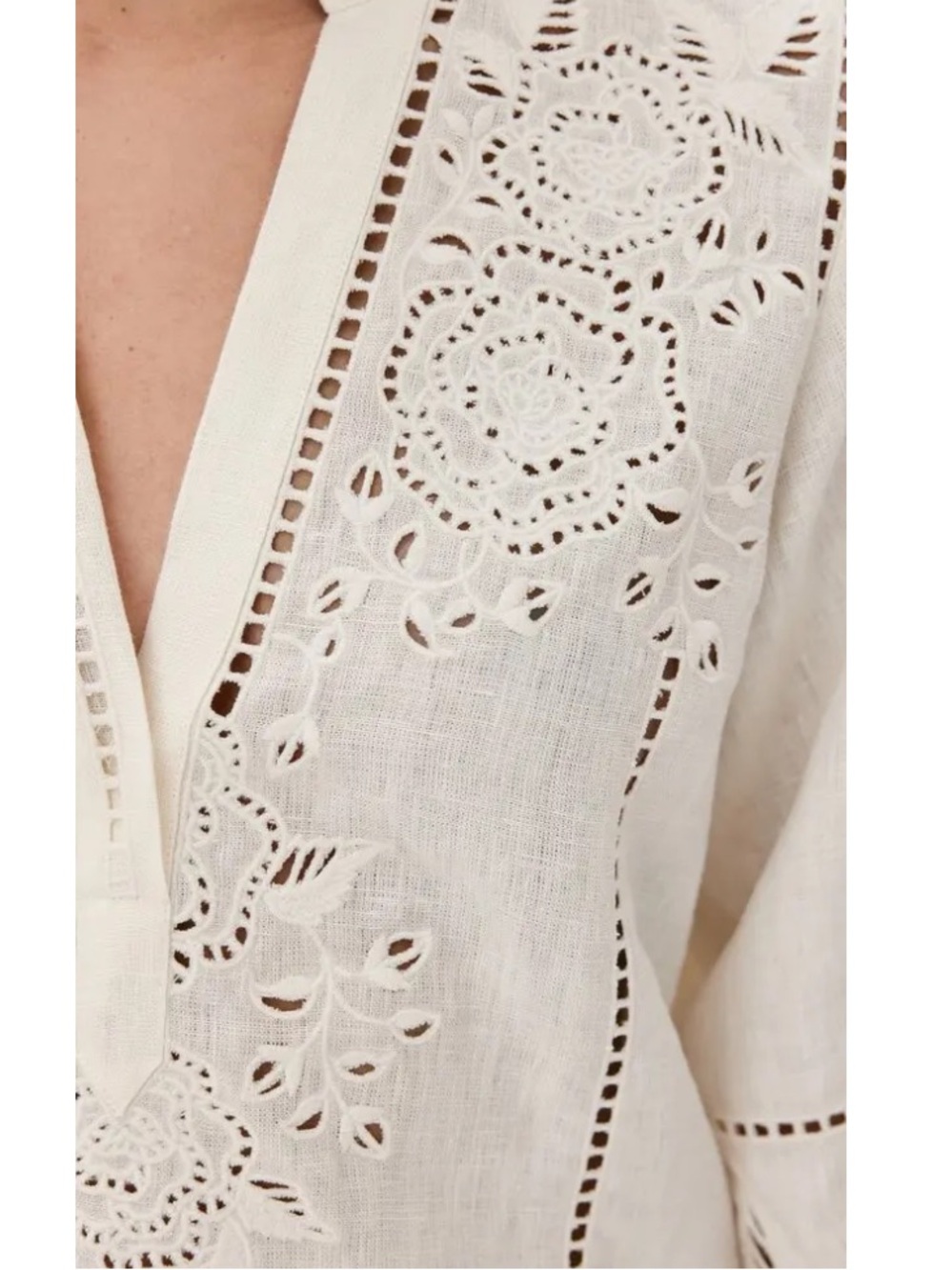 Rylie top x small $428 Eyelet Peasant Top in Cream - Picture 4 of 7